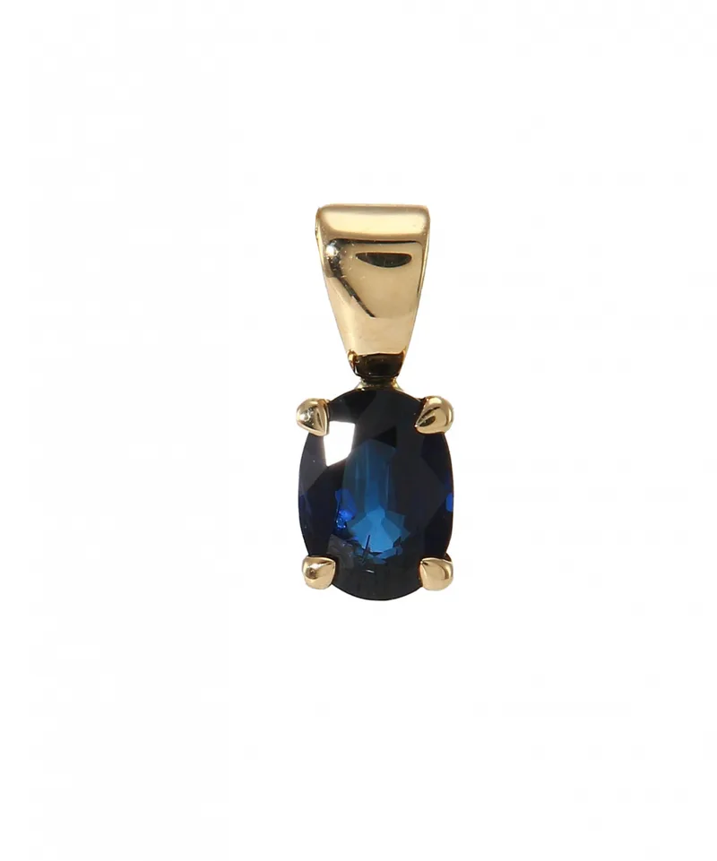 Pendentif Saphir Bleu Ovale 7x5mm en Or Jaune 750 pour femme - Bijoux Trabbia Vuillermoz